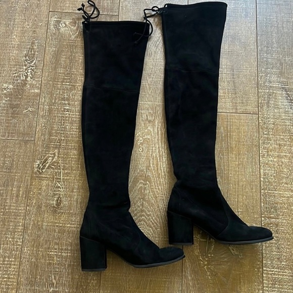 Stuart Weitzman Black Stretch Suede Yulianaland Over the Knee Boot - Picture 4 of 9